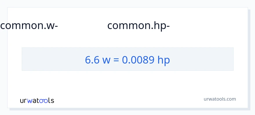 6.6 വാട്ട്സ് ൽ നിന്ന് കുതിരശക്തി ലേക്ക് പരിവർത്തനം
