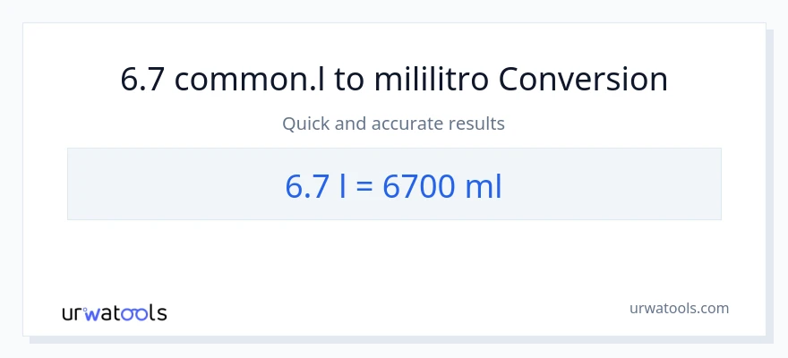 6.7 Liters patungong mga mililitro na conversion