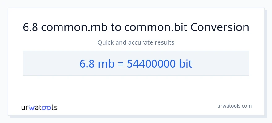 6.8 Megabytes இலிருந்து Bits வரை மாற்றம்