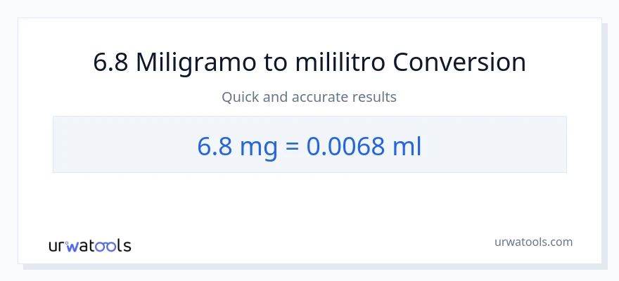6.8 miligramo patungong mga mililitro na conversion