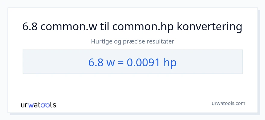 6.8 watt til hestekræfter konvertering