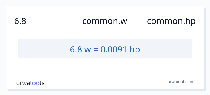 การแปลง 6.8 วัตต์ เป็น แรงม้า