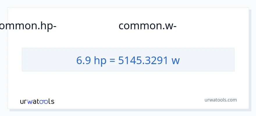 6.9 കുതിരശക്തി ൽ നിന്ന് വാട്ട്സ് ലേക്ക് പരിവർത്തനം