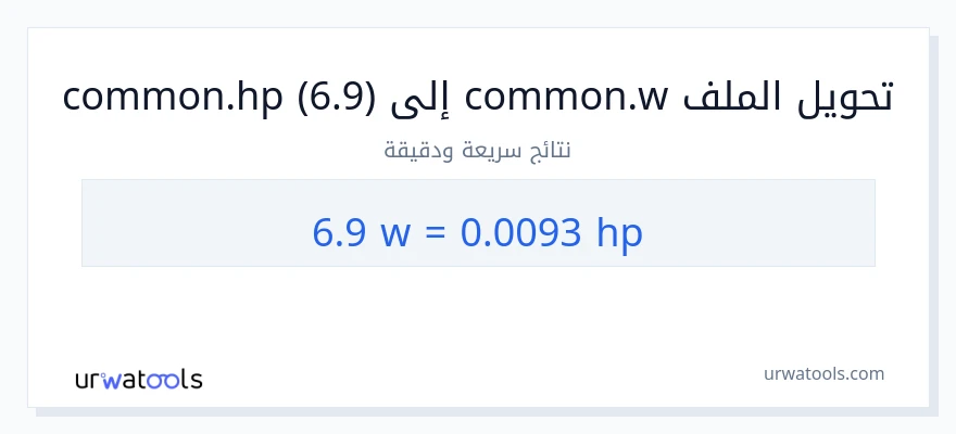 التحويل من 6.9 واط إلى قوة حصانية
