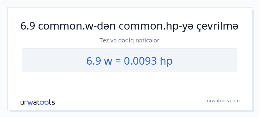 6.9 vatt-dən at gücü-ə çevrilmə