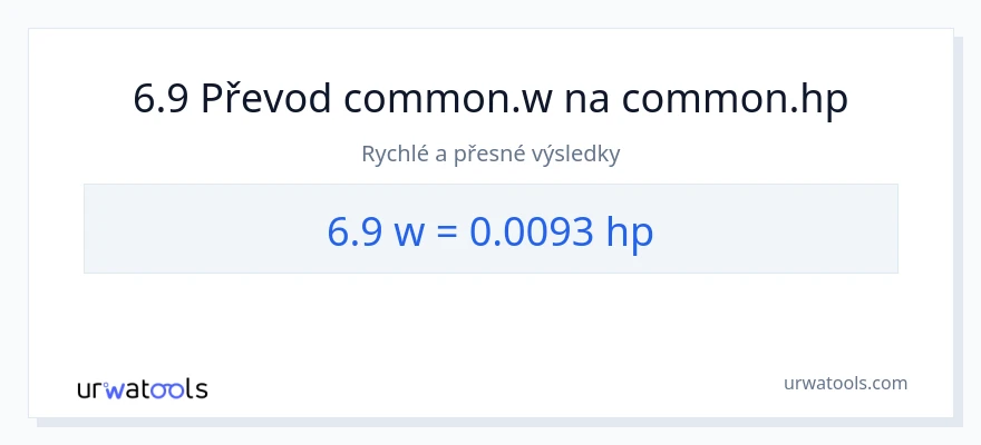 Konverze z watty na koňská síla: 6.9