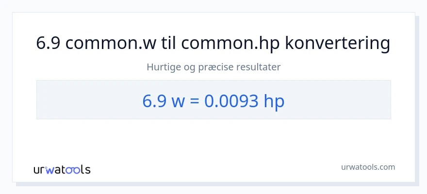 6.9 watt til hestekræfter konvertering