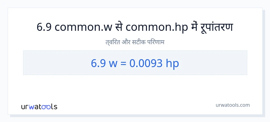 6.9 वाट से घोड़े की शक्ति रूपांतरण