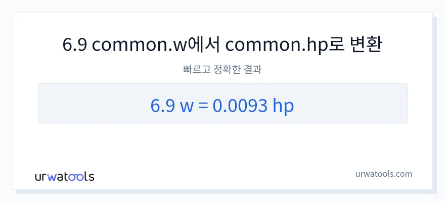 6.9 와트에서 마력으로의 변환