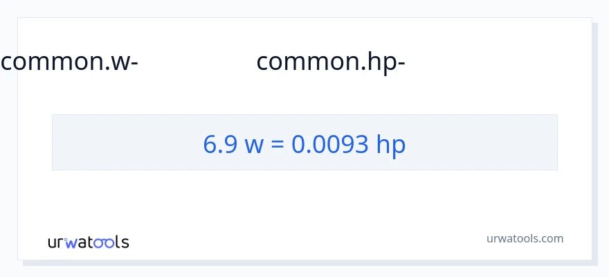 6.9 വാട്ട്സ് ൽ നിന്ന് കുതിരശക്തി ലേക്ക് പരിവർത്തനം