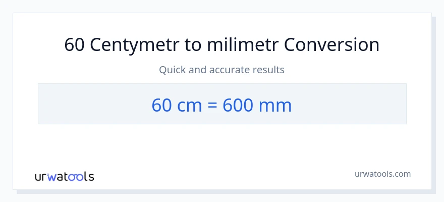 Konwersja 60 Centymetry do milimetry
