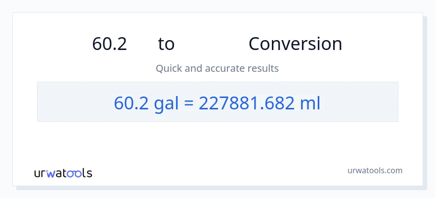 การแปลง 60.2 แกลลอน เป็น มิลลิลิตร