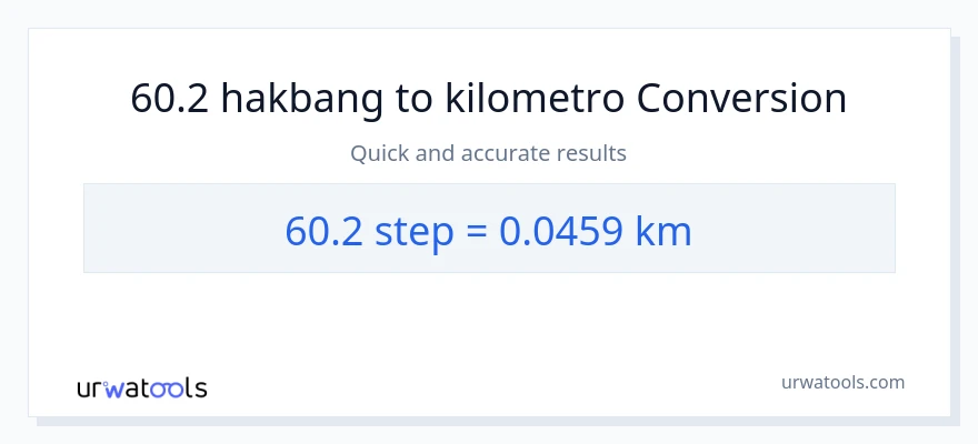 60.2 mga hakbang patungong Kilometro na conversion