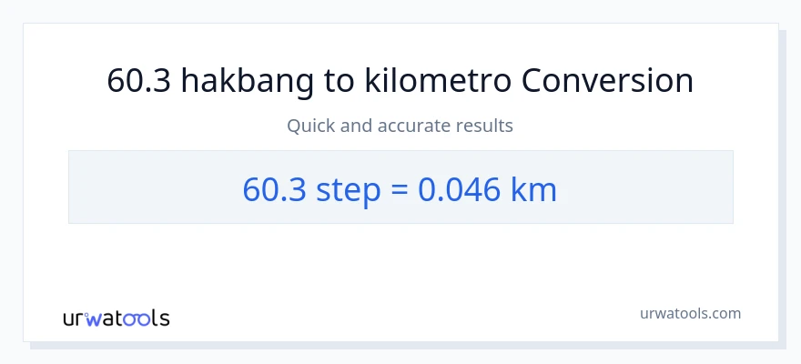 60.3 mga hakbang patungong Kilometro na conversion