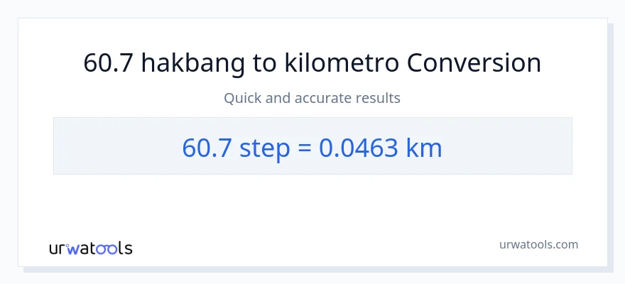 60.7 mga hakbang patungong Kilometro na conversion