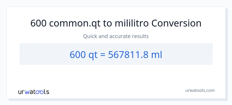 600 Quarts patungong mga mililitro na conversion