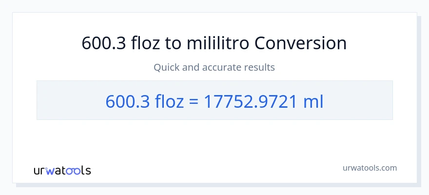 600.3 mga onsa ng likido patungong mga mililitro na conversion