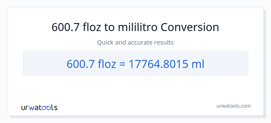 600.7 mga onsa ng likido patungong mga mililitro na conversion