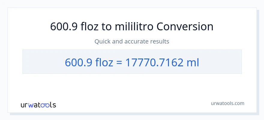 600.9 mga onsa ng likido patungong mga mililitro na conversion