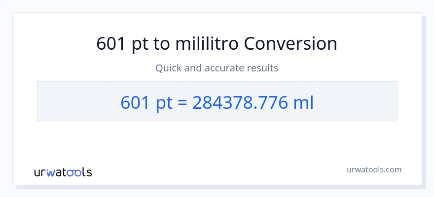 601 Pints patungong mga mililitro na conversion