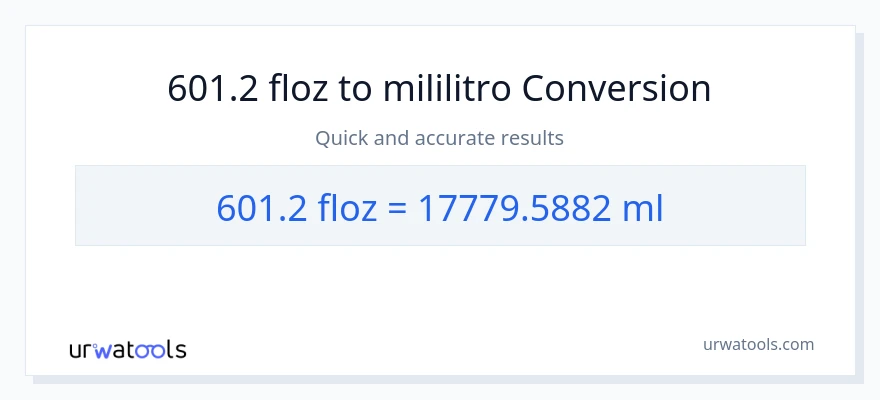 601.2 mga onsa ng likido patungong mga mililitro na conversion