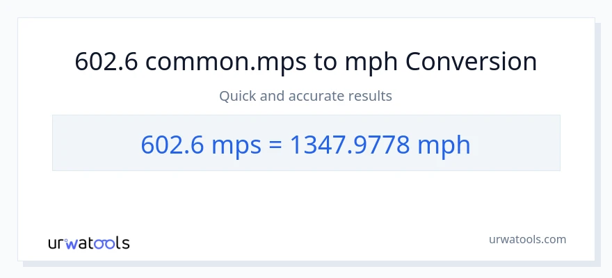 602.6 Meters Per Second patungong milya kada oras na conversion