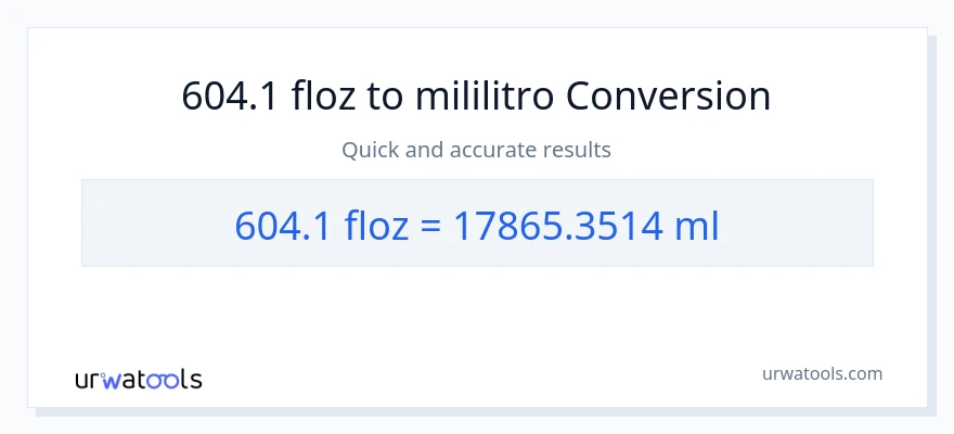 604.1 mga onsa ng likido patungong mga mililitro na conversion
