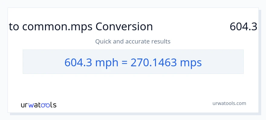 تبدیل 604.3 مایل در ساعت به Meters Per Second