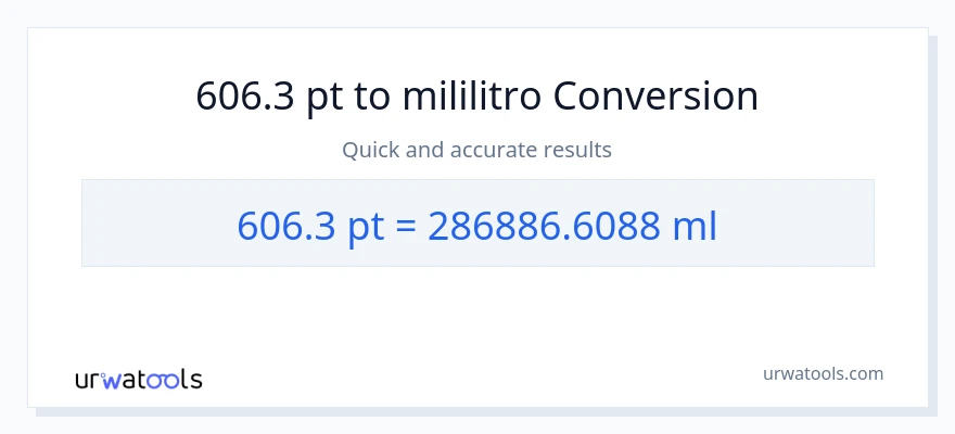 606.3 Pints patungong mga mililitro na conversion