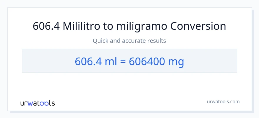 606.4 mga mililitro patungong miligramo na conversion