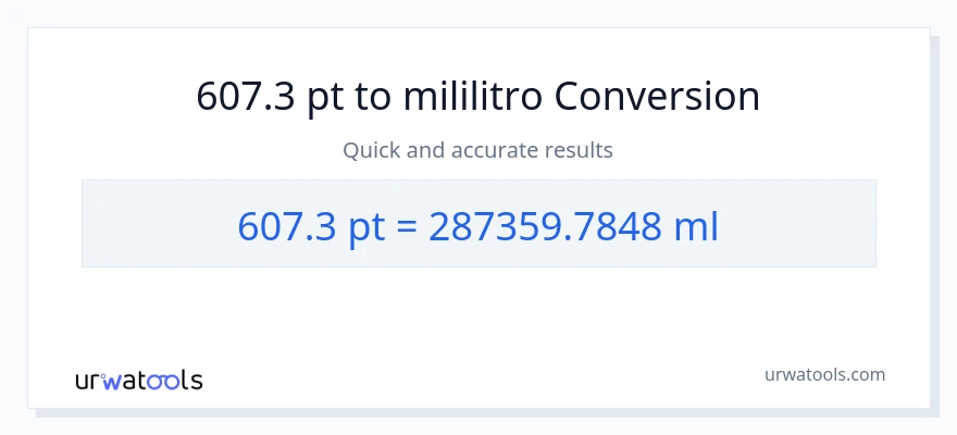 607.3 Pints patungong mga mililitro na conversion