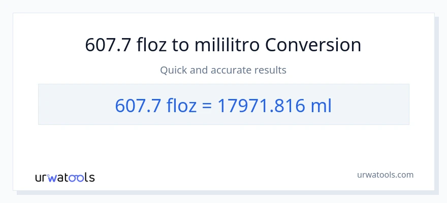 607.7 mga onsa ng likido patungong mga mililitro na conversion