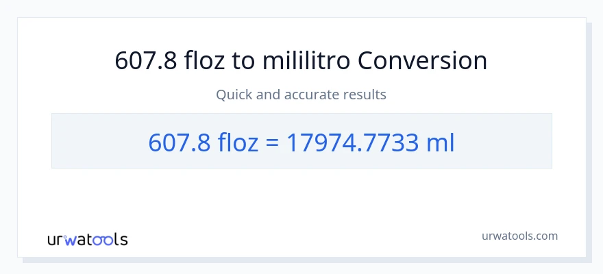 607.8 mga onsa ng likido patungong mga mililitro na conversion