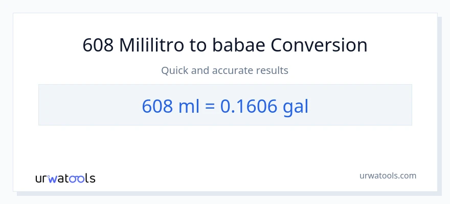 608 mga mililitro patungong Mga galon na conversion