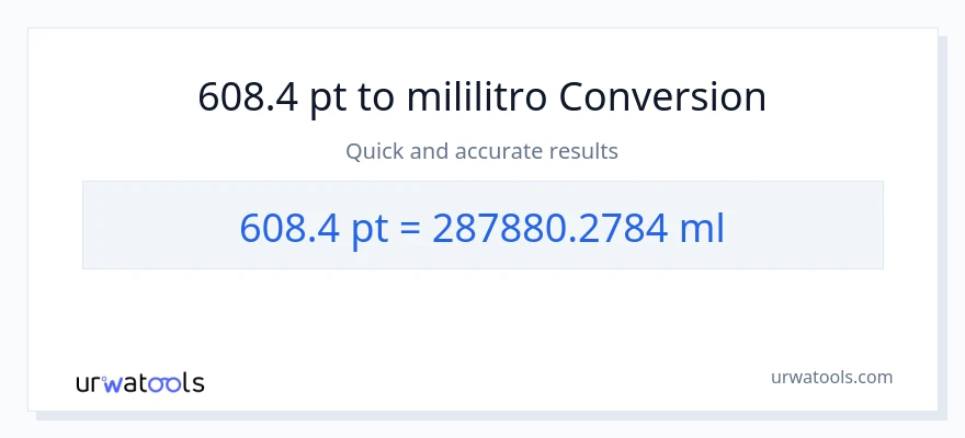 608.4 Pints patungong mga mililitro na conversion