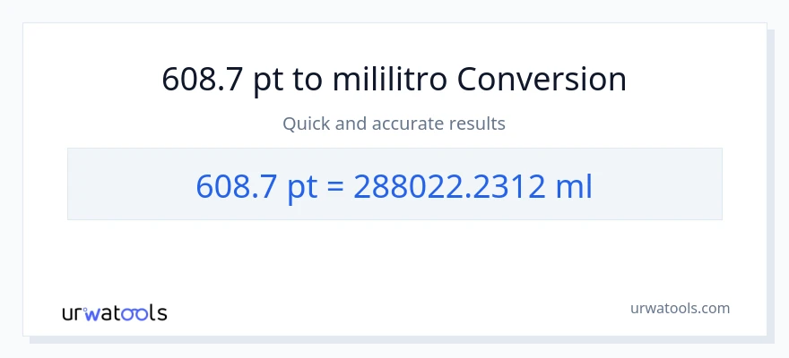 608.7 Pints patungong mga mililitro na conversion