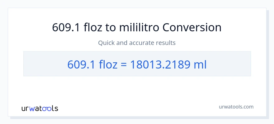 609.1 mga onsa ng likido patungong mga mililitro na conversion