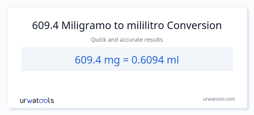 609.4 miligramo patungong mga mililitro na conversion