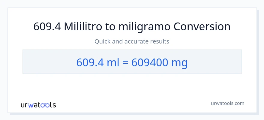 609.4 mga mililitro patungong miligramo na conversion