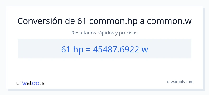 Conversión de 61 caballo de fuerza a vatios