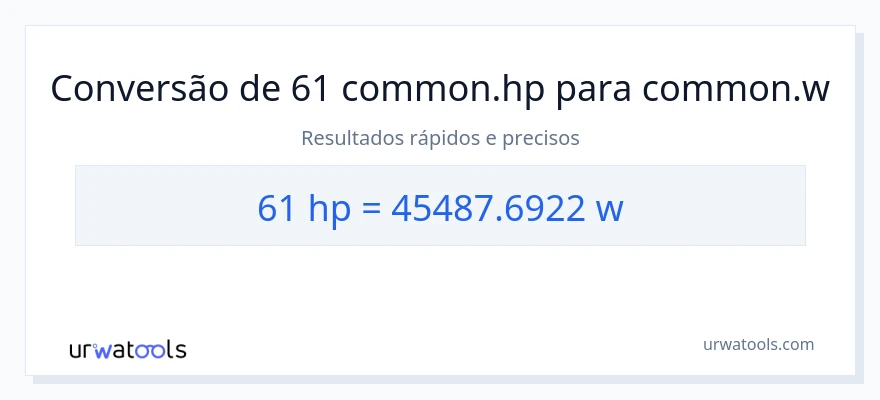 Conversão de 61 cavalos de potência para watts