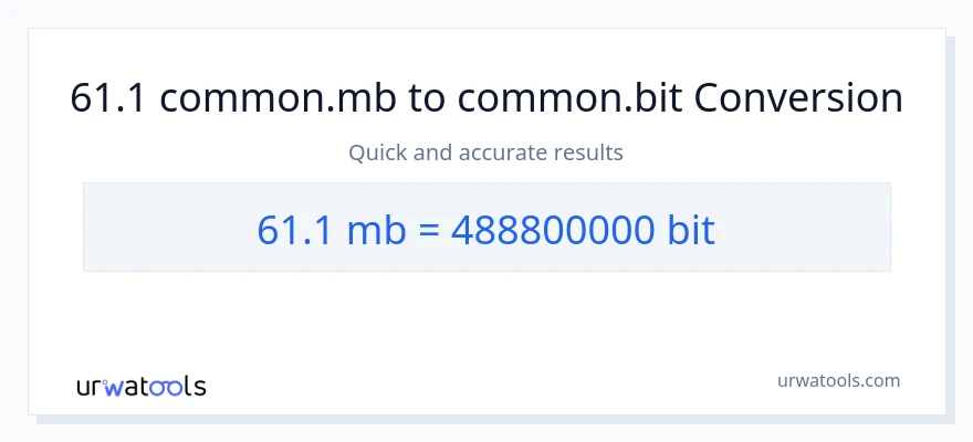 61.1 Megabytes patungong Bits na conversion