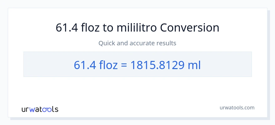 61.4 mga onsa ng likido patungong mga mililitro na conversion