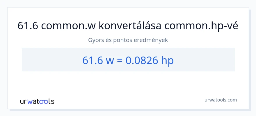 61.6 watt - lóerő konverzió