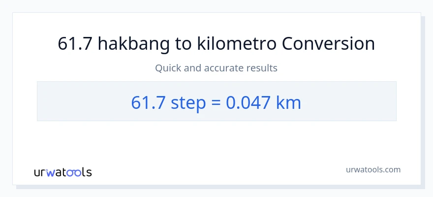 61.7 mga hakbang patungong Kilometro na conversion