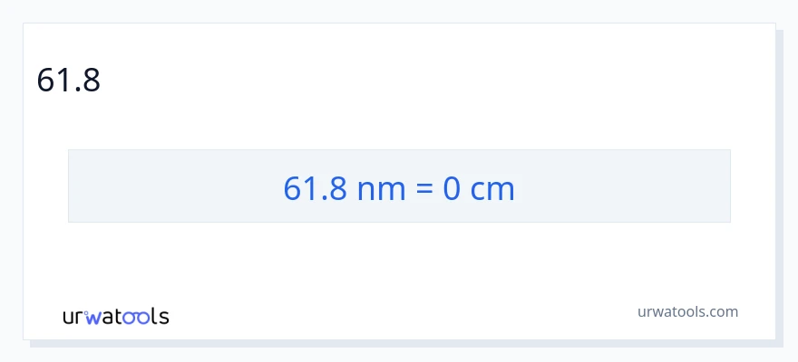 61.8 నానోమీటర్లు నుండి సెంటీమీటర్లు కు మార్పిడి