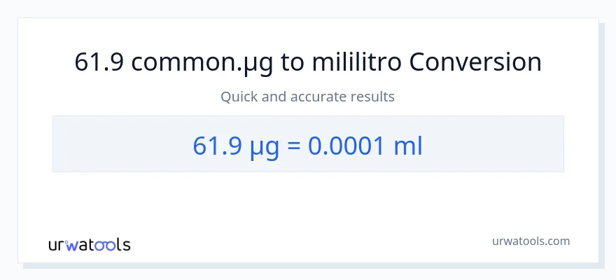 61.9 mga mikrogramo patungong mga mililitro na conversion