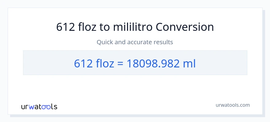 612 mga onsa ng likido patungong mga mililitro na conversion