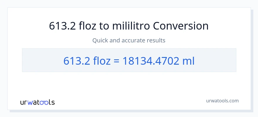 613.2 mga onsa ng likido patungong mga mililitro na conversion