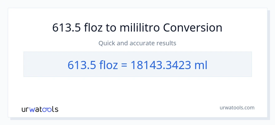 613.5 mga onsa ng likido patungong mga mililitro na conversion